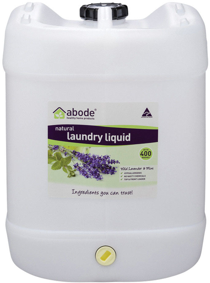 Abode Laundry Liquid (Front & Top Loader) Wild Lavender & Mint Drum with Tap 15L