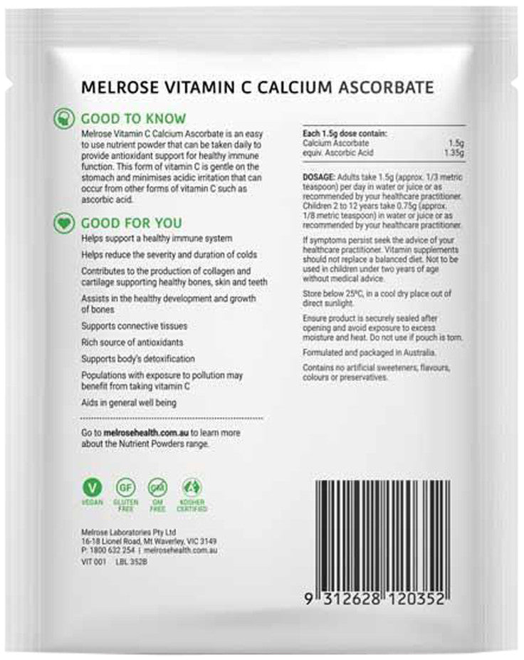 Melrose Vitamin C Calcium Ascorbate Oral Powder Sachet 125g Health Co