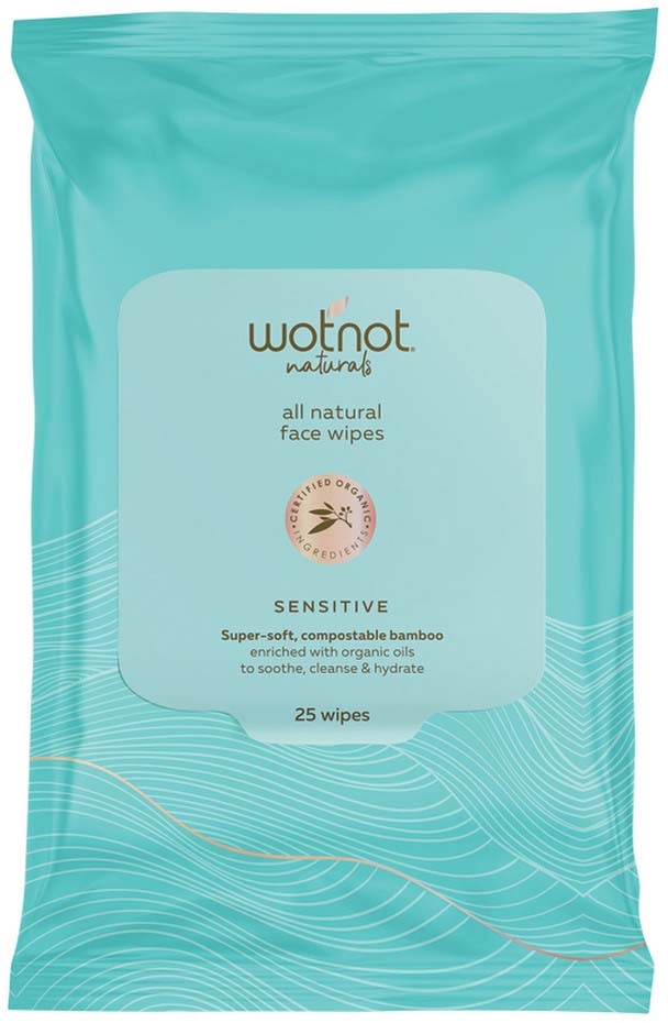 Wotnot Naturals All Natural Face Wipes Sensitive x 25 Pack