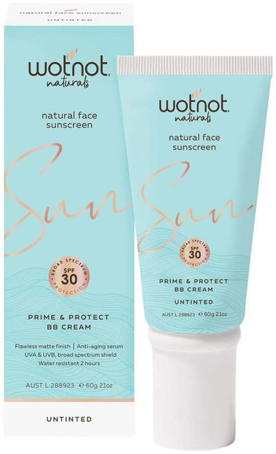 Wotnot Naturals Natural Face Sunscreen SPF 30 Prime & Protect BB Cream Untinted 60g