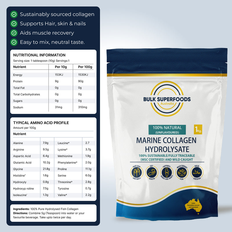 Marine Collagen Hydrolysate 1kg by Bulk Superfoods