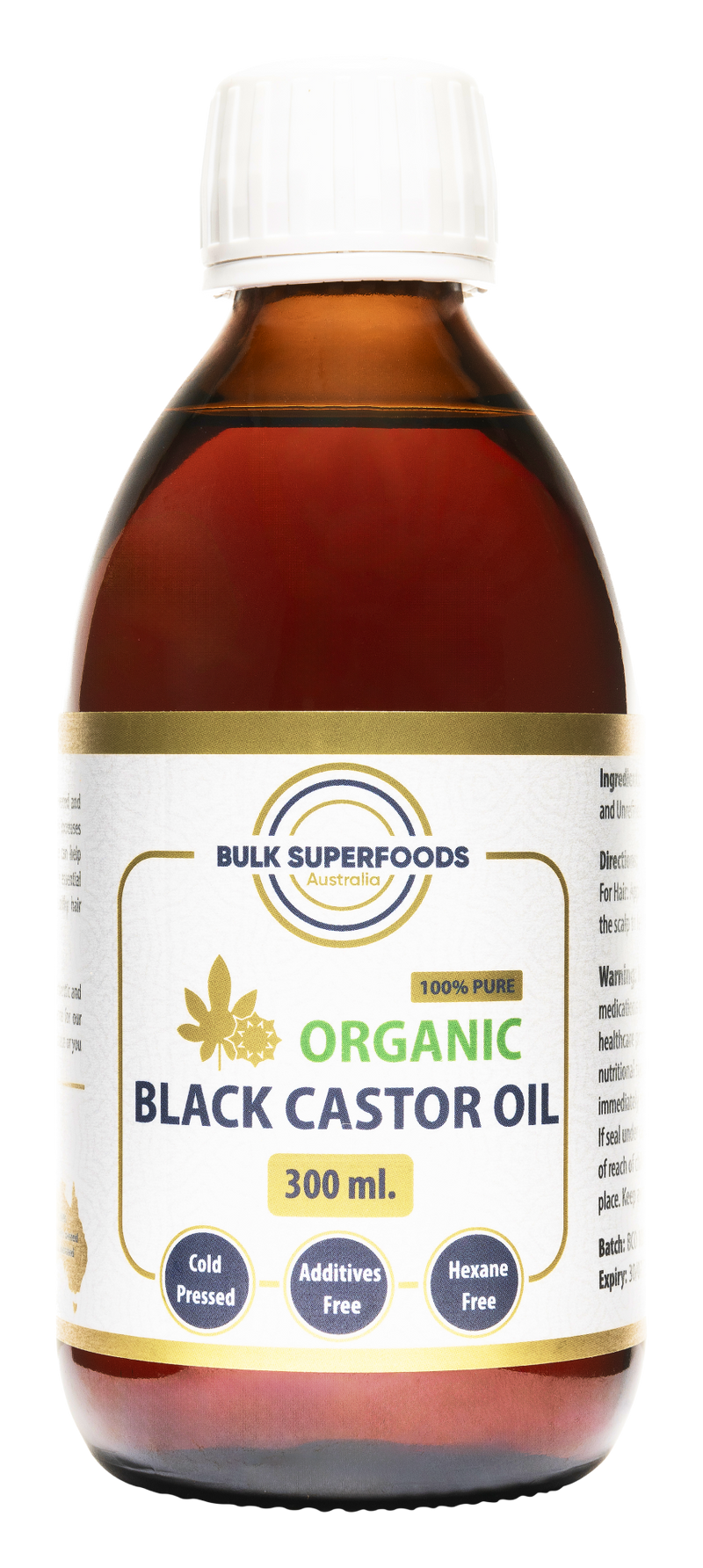 Organic Black Castor Oil 300ml by Bulk Superfoods