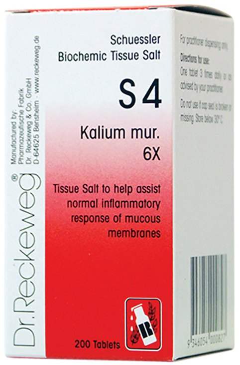 Dr. Reckeweg Schuessler BioChemic Tissue Salt S4 (Kalium mur. 6X) 200 ...