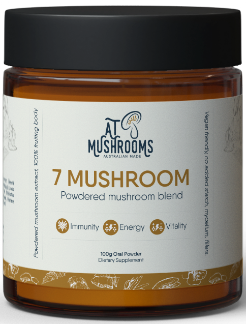 A.T. Mushrooms 7 Mushroom Powder Blend Organic Supplement- Complete Wellness Support
