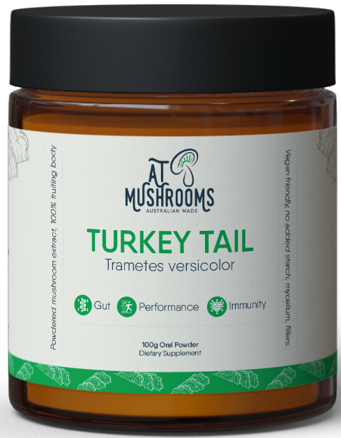 A.T. Mushrooms Turkey Tail Organic Mushroom Powder - Trametes Versicolor Traditional Wellness