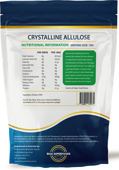 Crystalline Allulose 1 Kg by Bulk superfoods