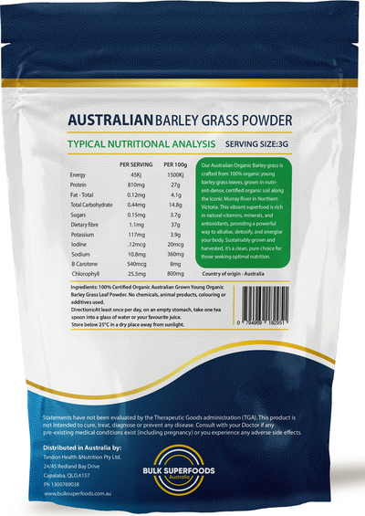 Australian Barley Grass Powder 1 Kg by Bulk superfoods