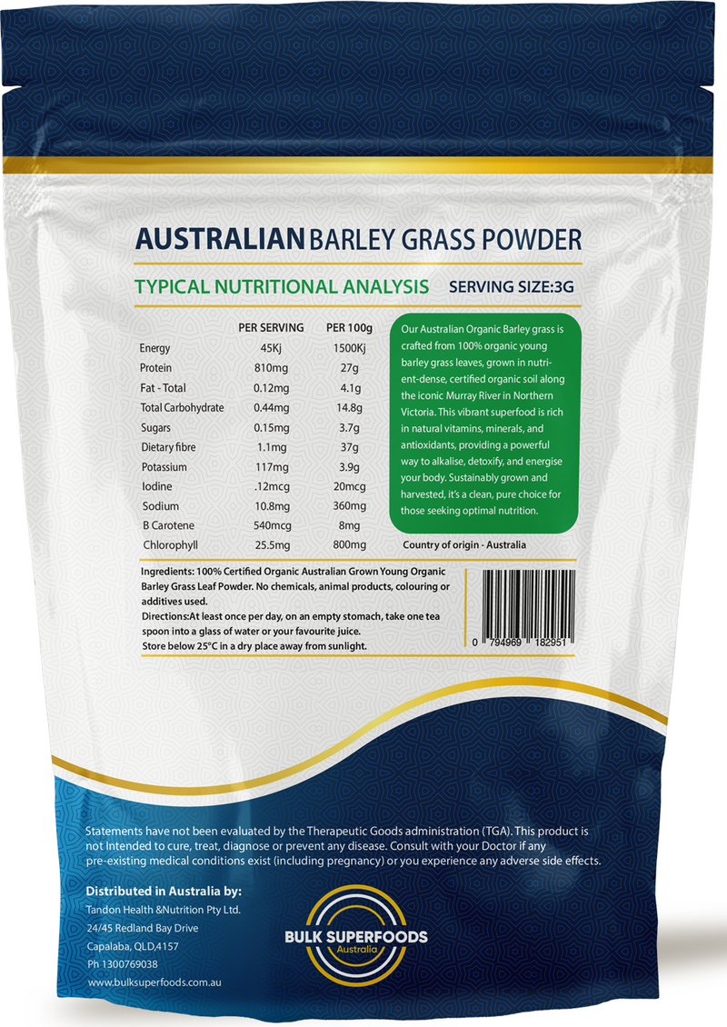 Australian Barley Grass Powder 1 Kg by Bulk superfoods