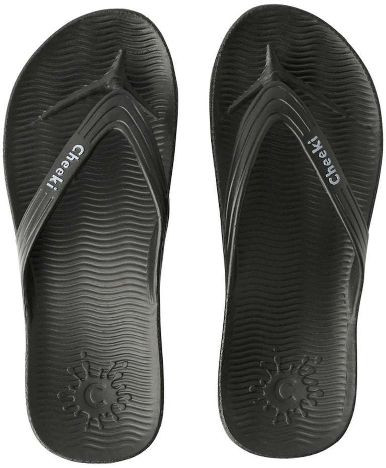 Cheeki Arch Support Thongs Black Womens Size