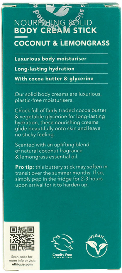 Ethique Body Cream Stick Nourishing Solid Coconut & Lemongrass 100g
