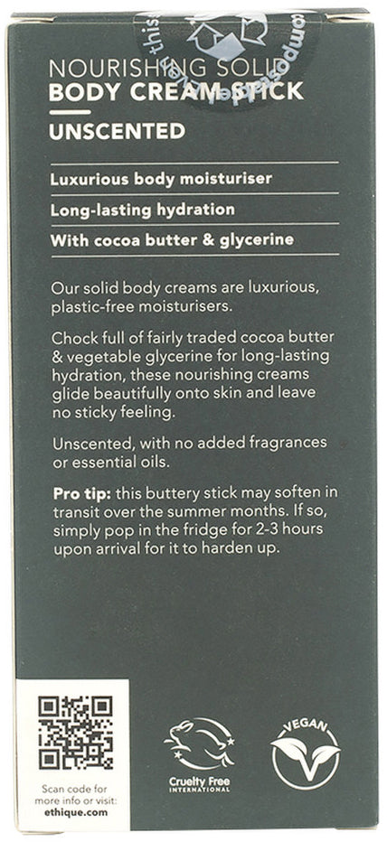 Ethique Body Cream Stick Nourishing Solid Unscented 100g