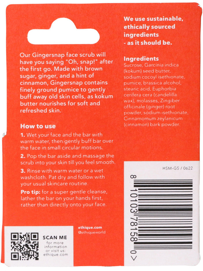 Ethique Bar Face Scrub Solid Gingersnap (For All Skin Types) 15g