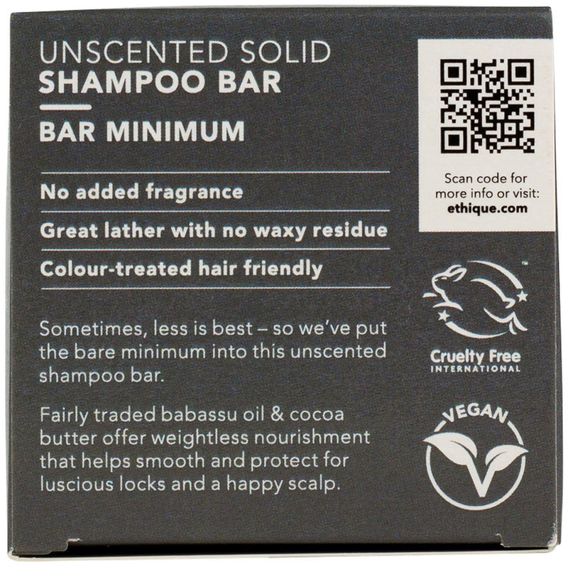 Ethique Bar Shampoo Solid Bar Minimum (Gently Cleanses Sensitive Scalps) Unscented 110g