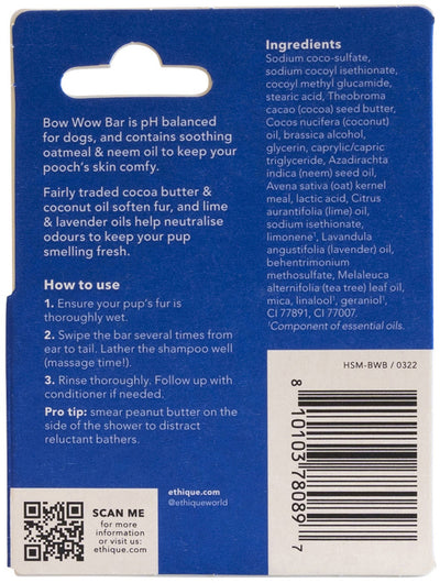Ethique Dog Bar Shampoo Solid Bow Wow Bar 15g
