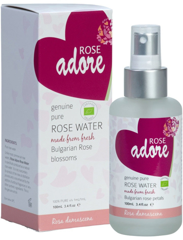 Byron Bay (Free Spirit) Rose Adore Organic Pure Rose Water (Bulgarian Rose Blossoms) Spray 100ml