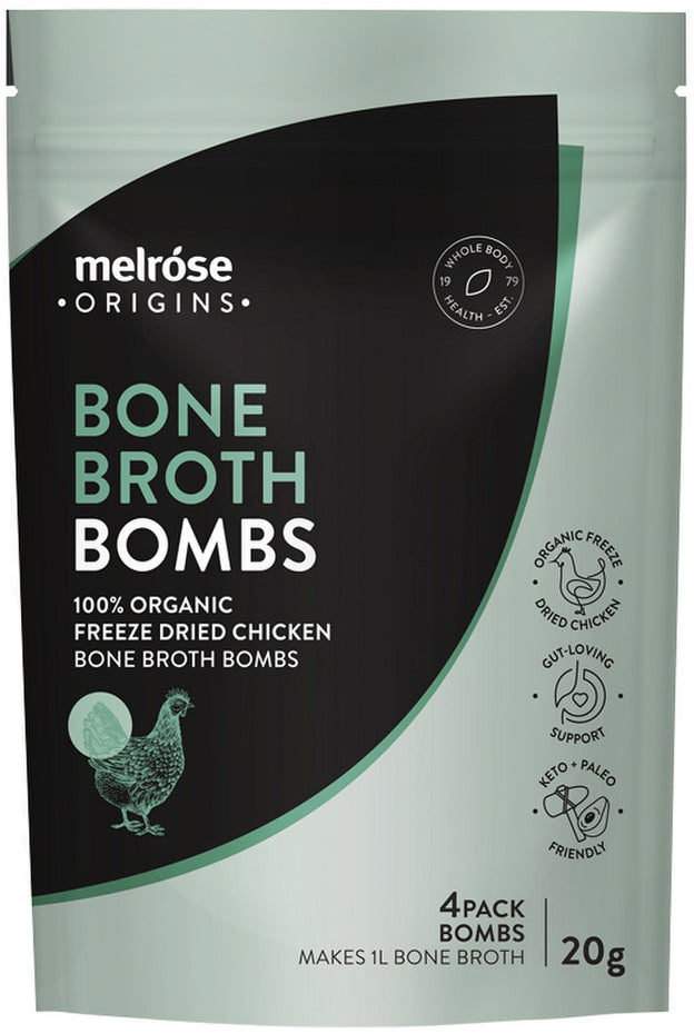 Melrose Origins Bone Broth Bombs (100% Organic Freeze Dried Chicken) X 4 Pack (Net 20g)