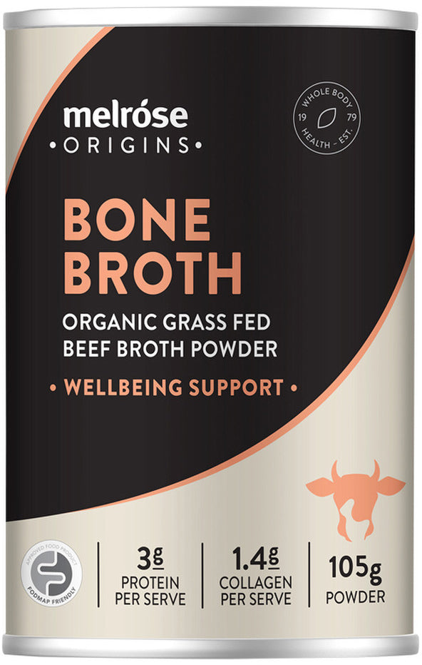Melrose Origins Bone Broth (Organic Grass Fed Beef) Wellbeing Support (Red Miso) Powder 105g