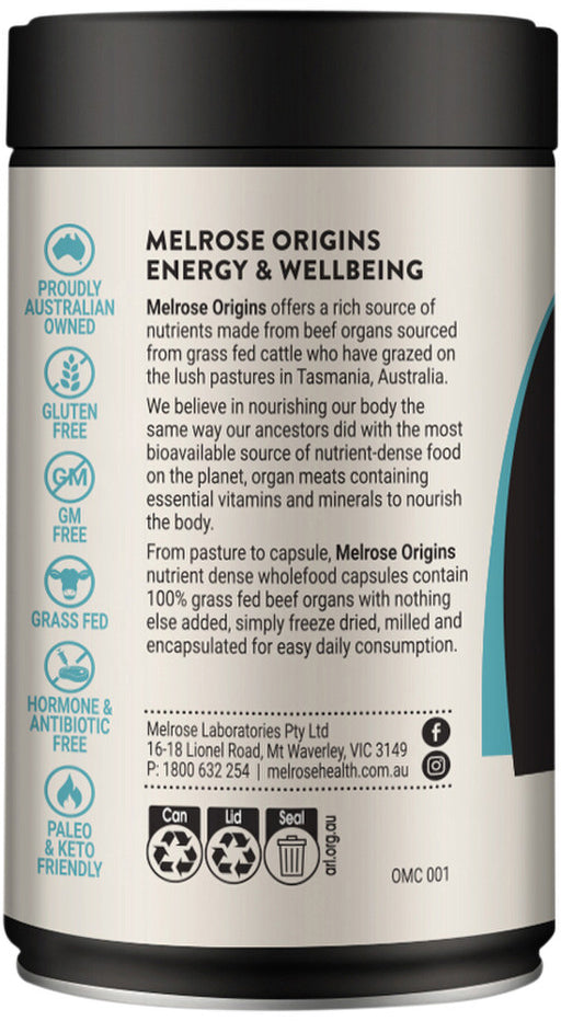 Melrose Origins Energy & Wellbeing (Grass Fed Beef Liver 1000mg) 120c