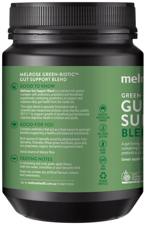 Melrose Organic Green-Biotic Gut Support Blend Green Apple 195g