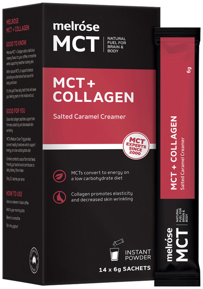 Melrose MCT Collagen + Creamer Salted Caramel Sachets 6g X 14 Pack