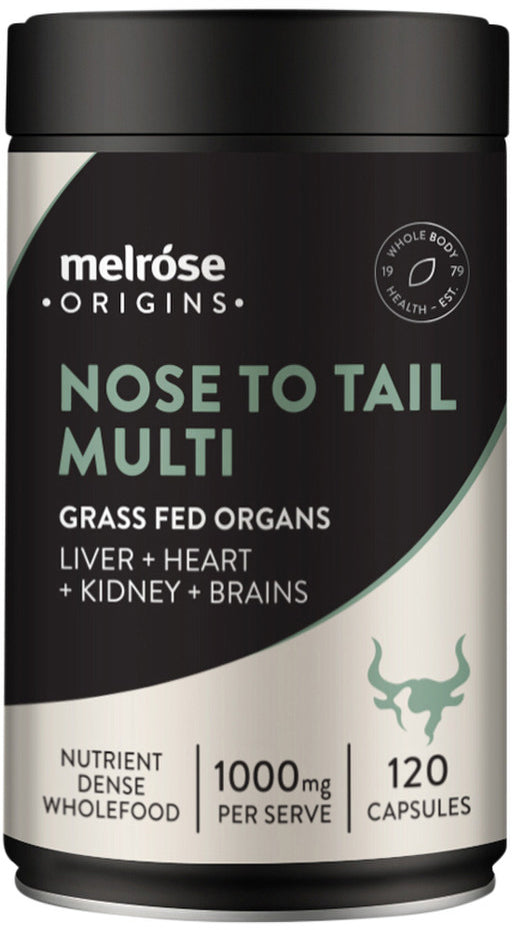 Melrose Origins Nose To Tail Multi (Grass Fed Organs 1000mg: Liver + Heart + Kidney + Brains) 120C
