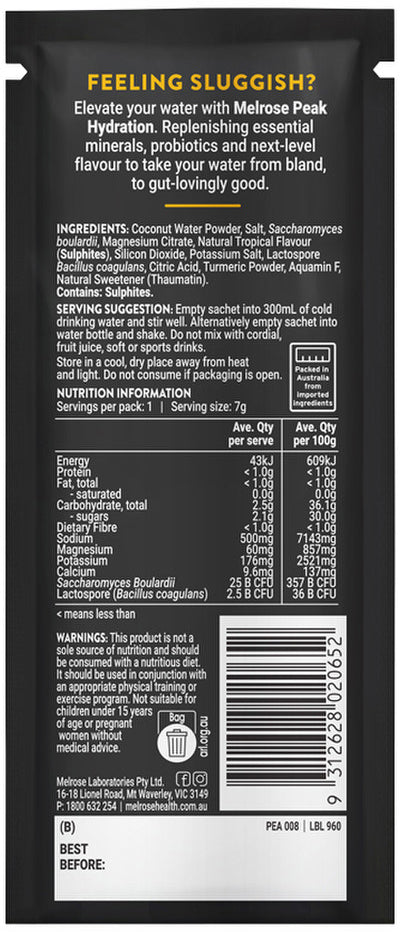 Melrose Peak Hydration + Gut Restore Tropical Sachet 7g