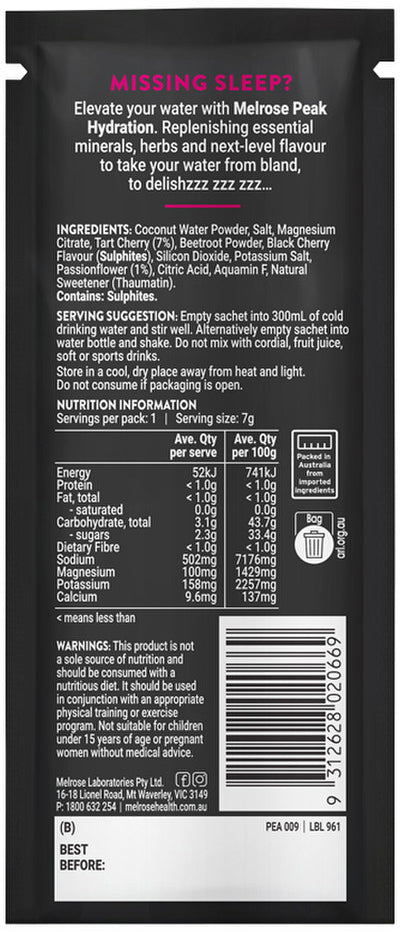 Melrose Peak Hydration + Nights Dark Cherry Sachet 7g