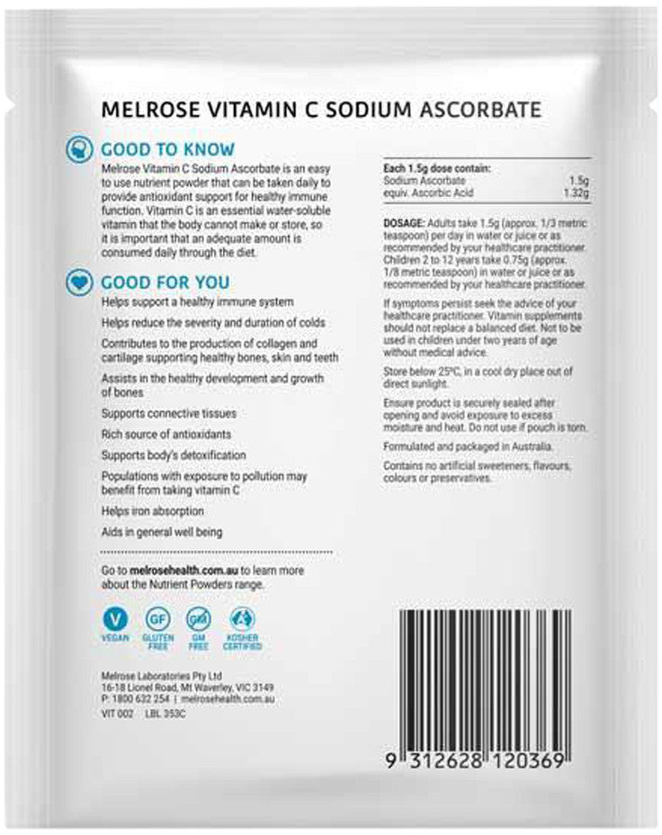Melrose Vitamin C Sodium Ascorbate Oral Powder Sachet 125g