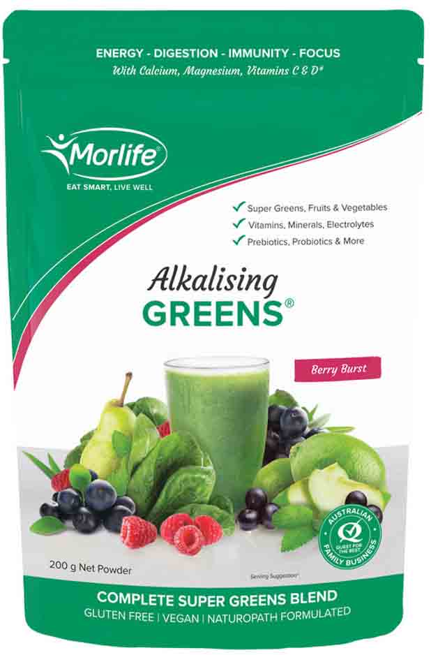 Morlife Alkalising Greens Berry Burst 200g