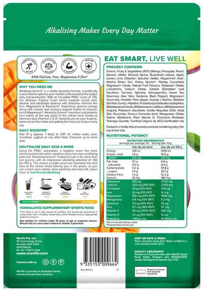Morlife Alkalising Greens Tropical Crush 700g