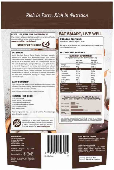 Morlife Organic Cacao Powder 1kg
