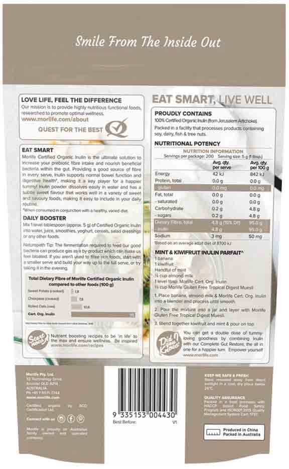 Morlife Organic Inulin Powder 1kg