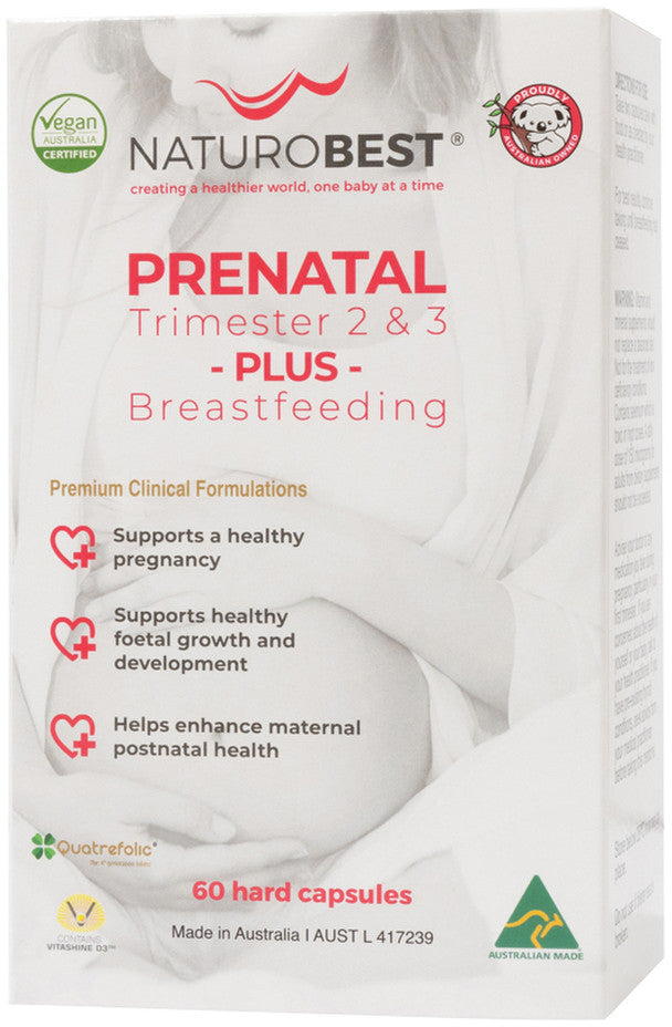 NaturoBest Prenatal Trimester 2 and 3 Plus Breastfeeding 60c