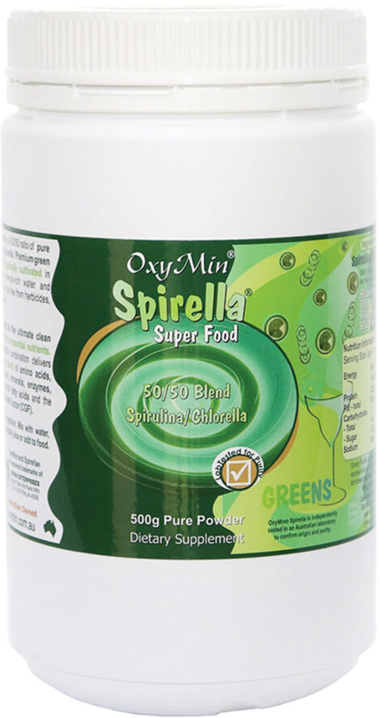OxyMin Spirella Super Food (50/50 Spirulina Chlorella Blend) 500g Powder