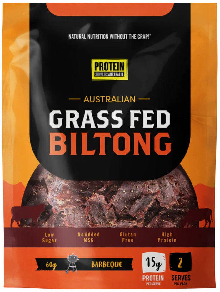 Protein Supplies Australia Australian Grass Fed Biltong Beef Barbeque 60g