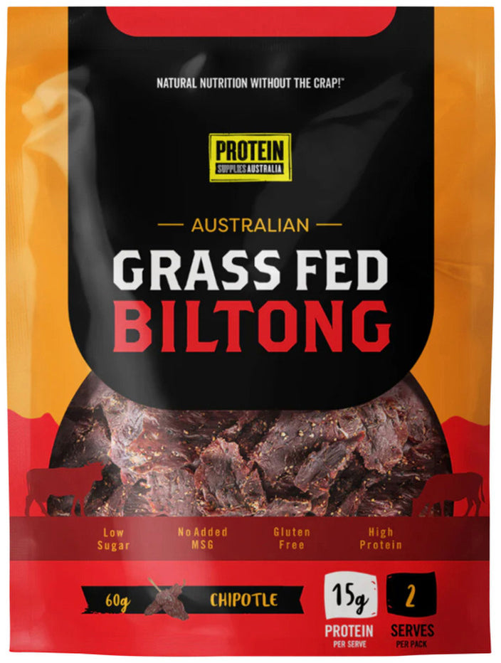 Protein Supplies Australia Australian Grass Fed Biltong Beef Chipotle 60g