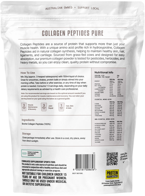 Protein Supplies Australia Collagen Peptides Pure 500g