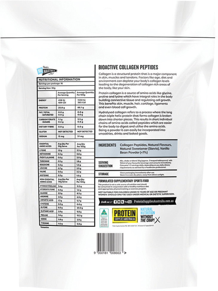 Protein Supplies Australia Collagen Peptides Vanilla 500g