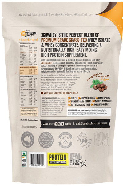 Protein Supplies Australia Protein 360 Whey (Complete Protein with BCAA) Chocolate 1kg