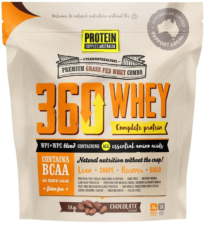 Protein Supplies Australia Protein 360 Whey (Complete Protein with BCAA) Chocolate 1kg