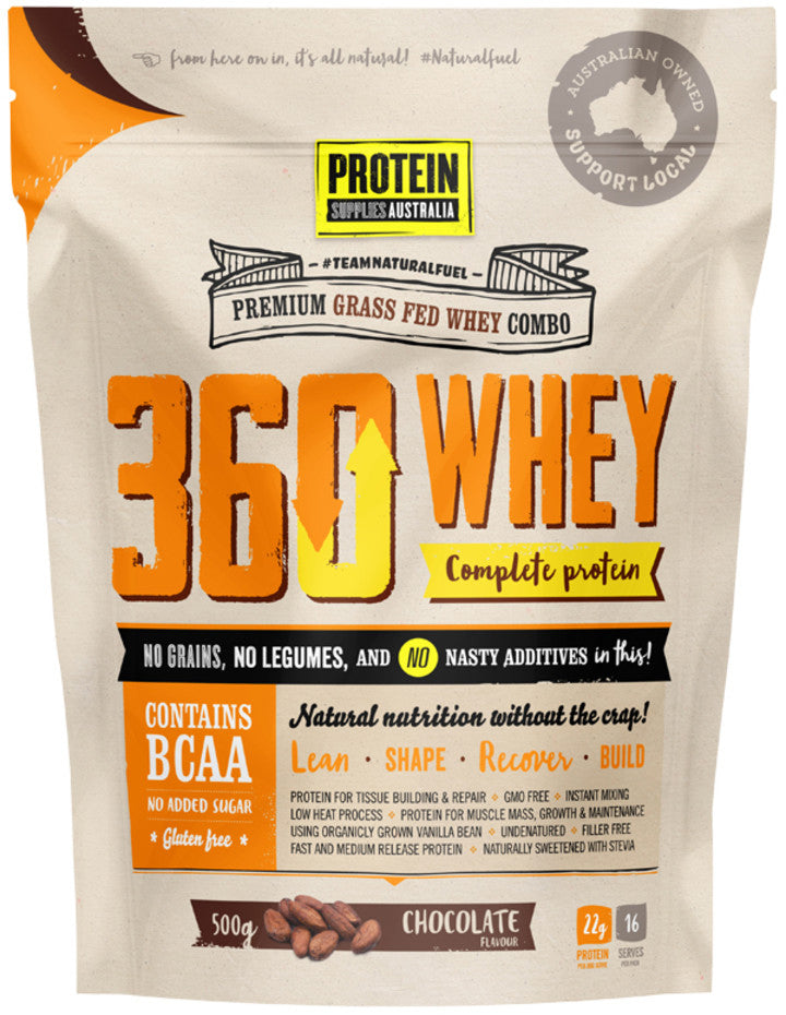 Protein Supplies Australia Protein 360 Whey (Complete Protein with BCAA) Chocolate 500g
