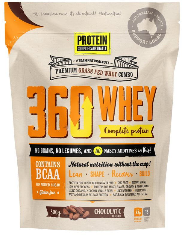 Protein Supplies Australia Protein 360 Whey (Complete Protein with BCAA) Chocolate 500g