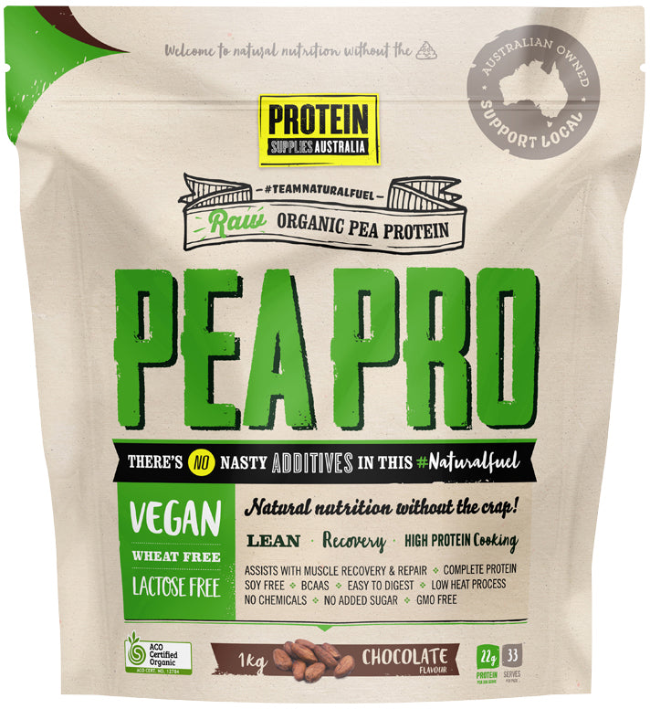 Protein Supplies Australia Protein Pea Pro (Raw Organic Pea Protein) Chocolate 1kg