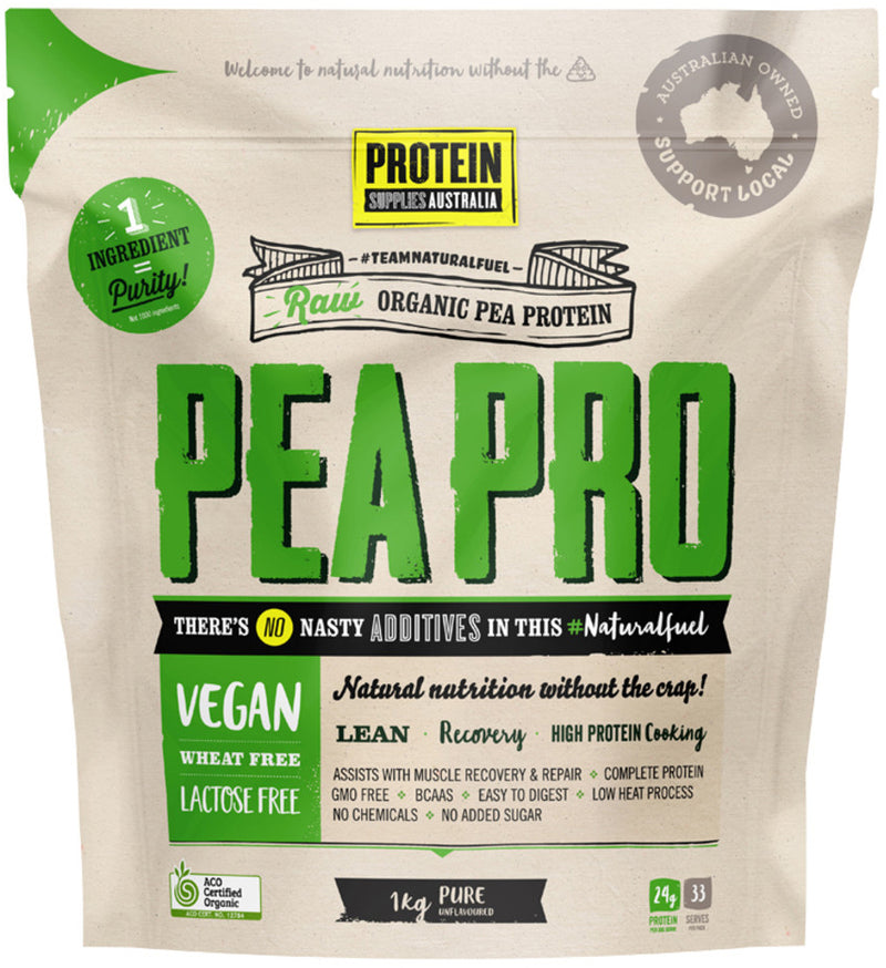 Protein Supplies Australia Protein Pea Pro (Raw Organic Pea Protein) Pure 1kg