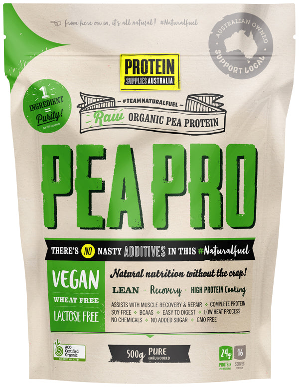 Protein Supplies Australia Protein Pea Pro (Raw Organic Pea Protein) Pure 500g