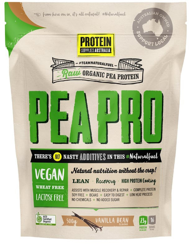 Protein Supplies Australia Protein Pea Pro (Raw Organic Pea Protein) Vanilla Bean 500g