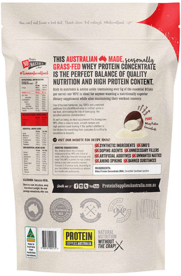 Protein Supplies Australia Protein WPC (Australian Grass Fed Whey) Pure 1kg