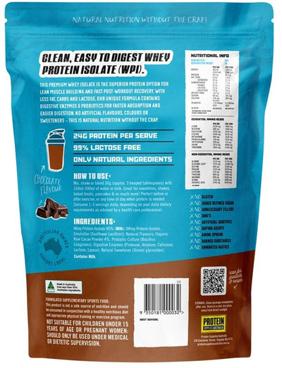 Protein Supplies Australia Protein WPI (Fast Release High Protein) Chocolate 500g