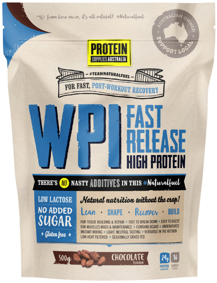 Protein Supplies Australia Protein WPI (Fast Release High Protein) Chocolate 500g