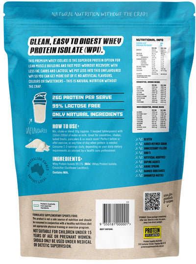 Protein Supplies Australia Protein WPI (Fast Release High Protein) Pure 500g